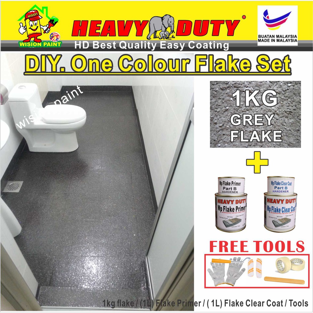 grey mix FULL SET ( FREE TOOLS / 1L PRIMER/1L CLEAR /1KG FLAKE ) Epoxy Colour Flake Coating