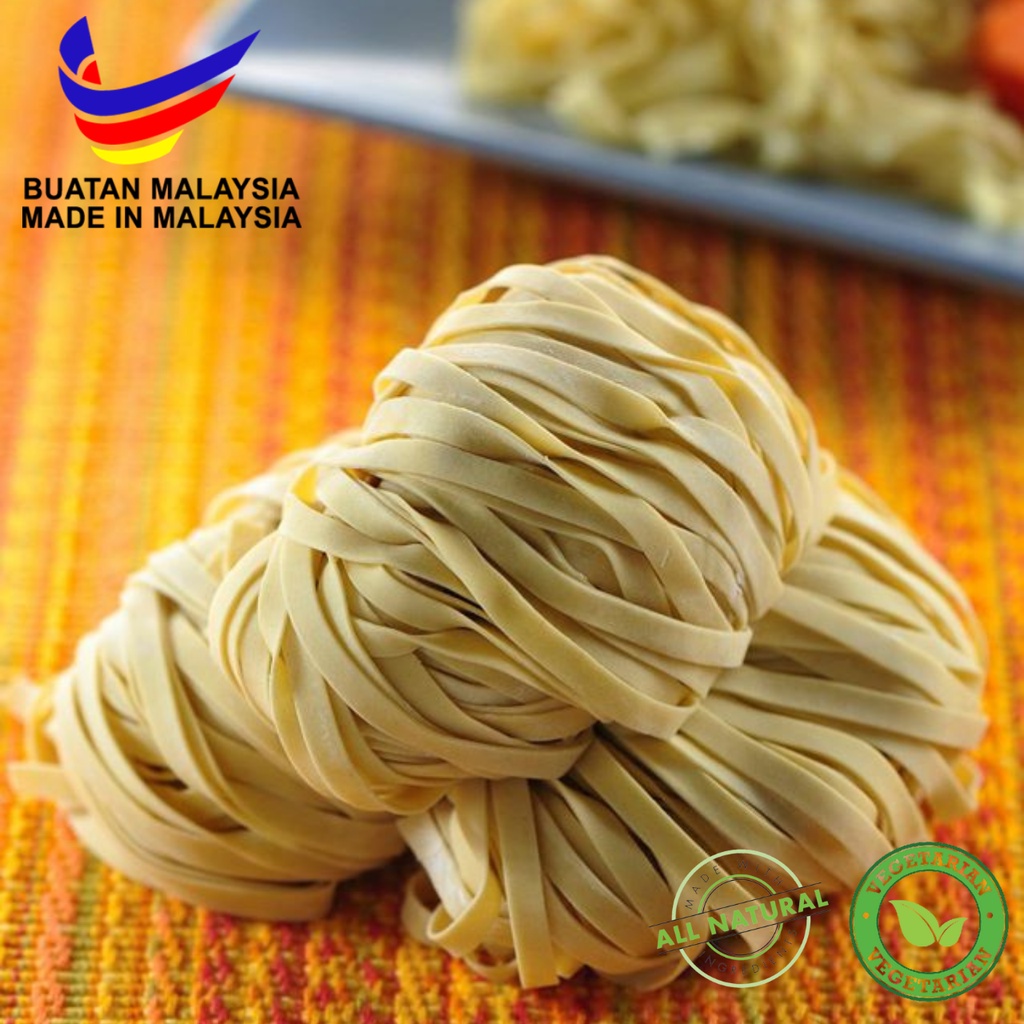 Flat Egg Wantan Mee 5pcs(410gm) Wonton Noodle Pure Egg Flat Noodles Vacuum Pack Wonton Mee Telur