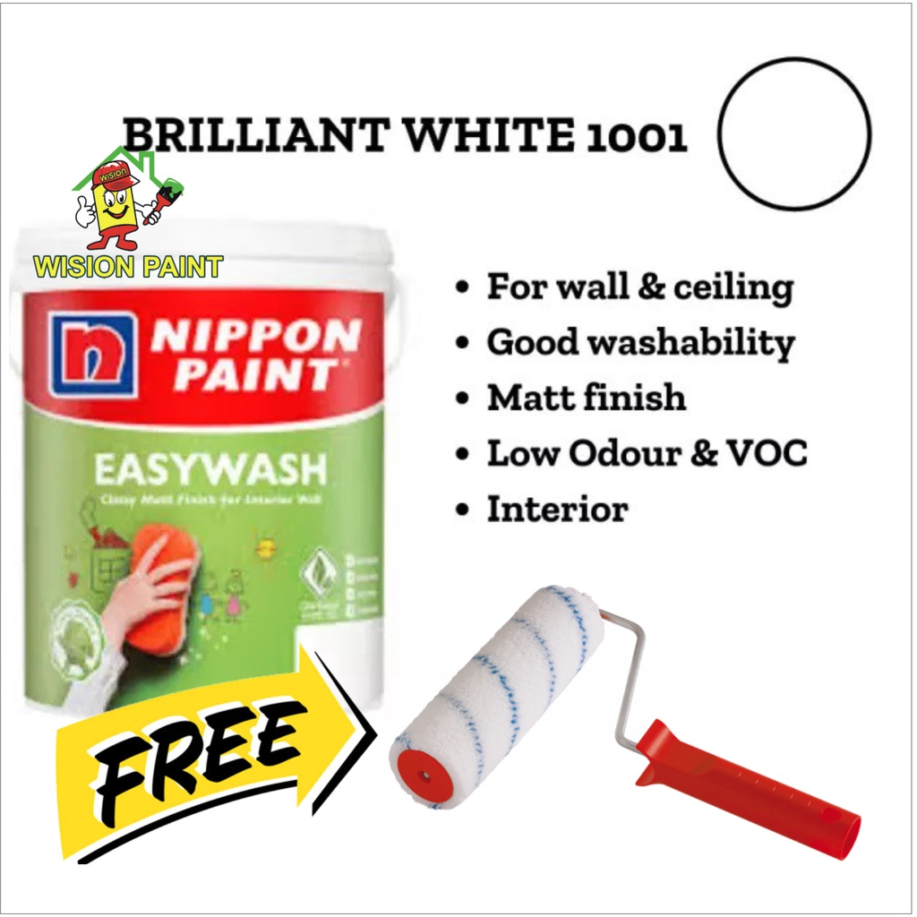 ( PROMOSI ) 18L Cat Nippon Paint Interior Wall Vinilex EasyWash 1001