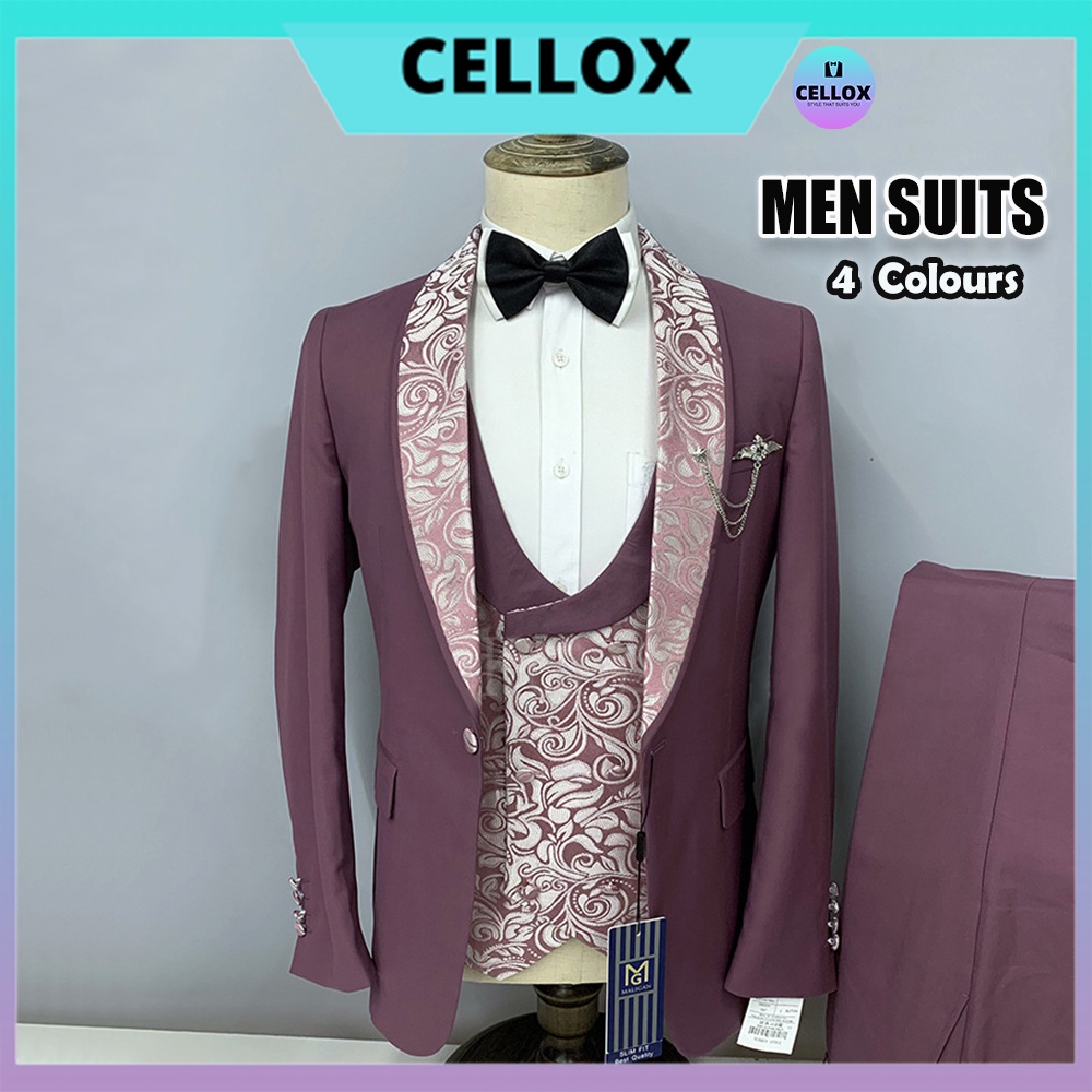 CELLOX 3 in 1 Good Quality Suit Set Men Suit Men Business Suit Tuxedo