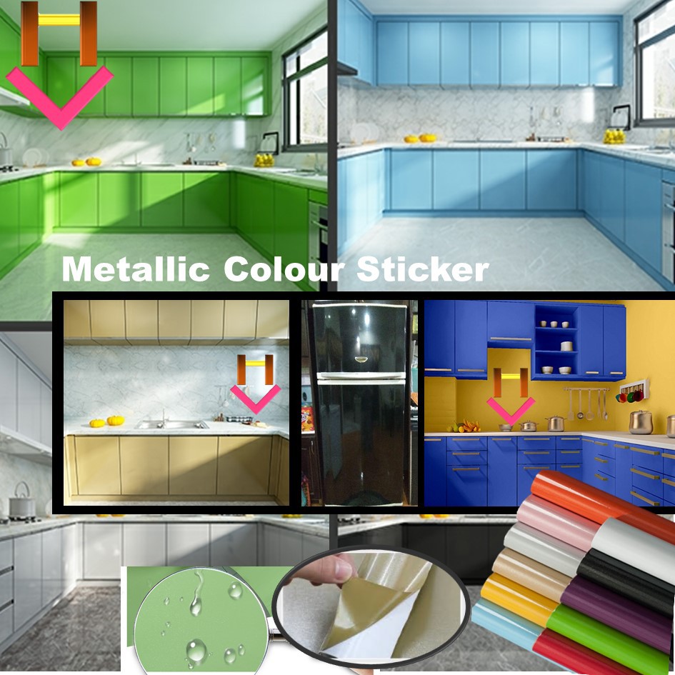 60cm x min. 2m Metallic Colour Wallpaper / Furniture Sticker/ 橱柜翻新贴纸