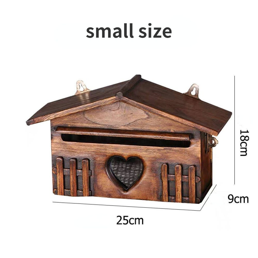 Vintage Post Mailbox Wall Mounted Design Wood Decorative Post Mail Box