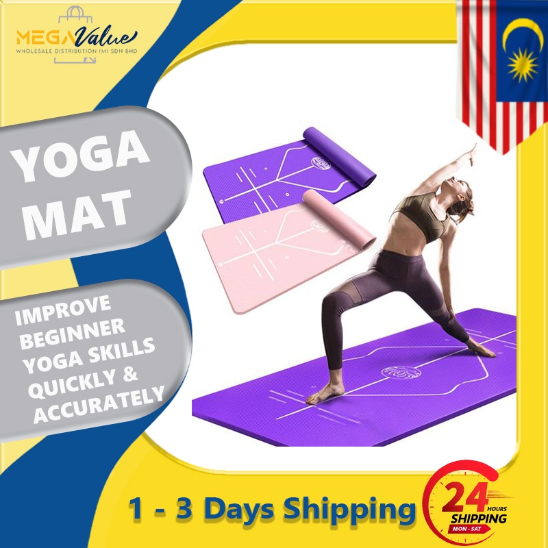 READY STOCK Yoga Mat with Alignment Lines EcoFriendly NBR Nonslip