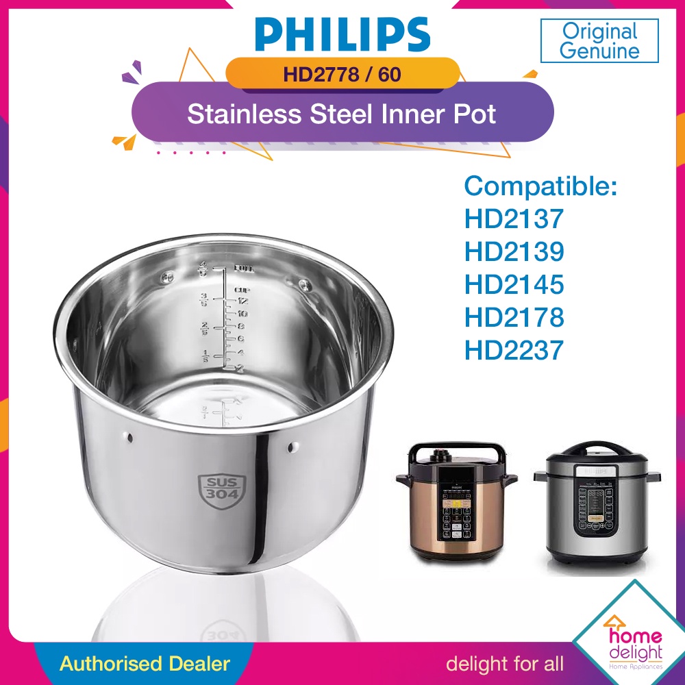 Philips Pressure Cooker Stainless Steel Inner Pot HD2778 HD2778/60 For