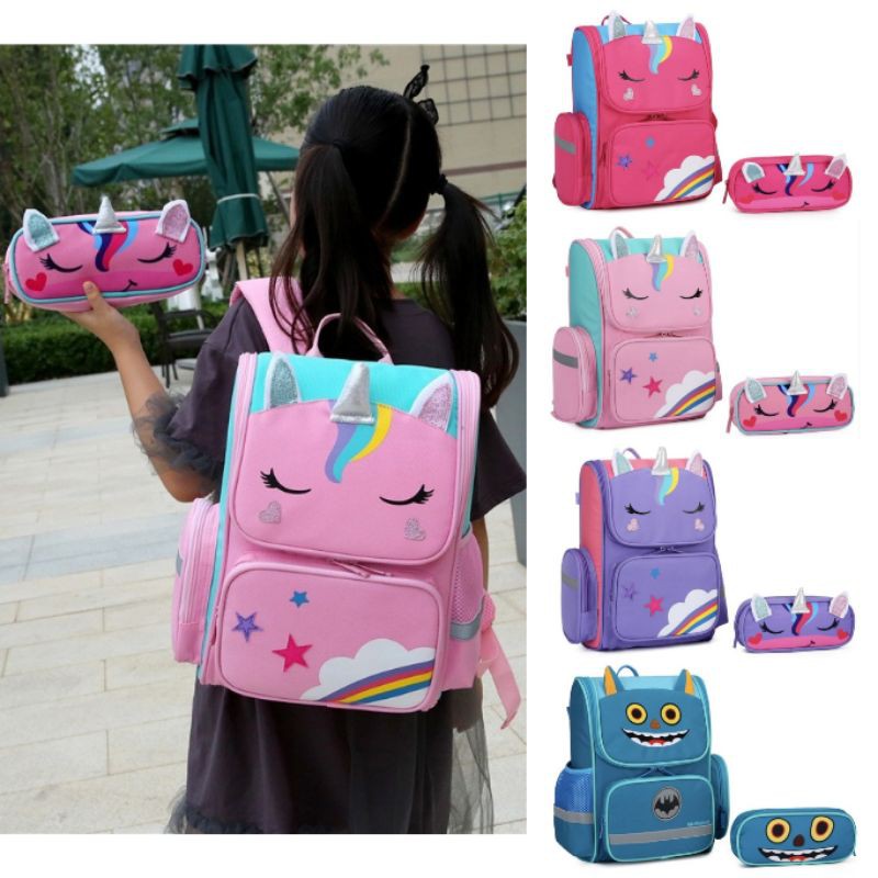 Kids Monster Unicorn School Bag Backpack with Pencil Case ct Shopee