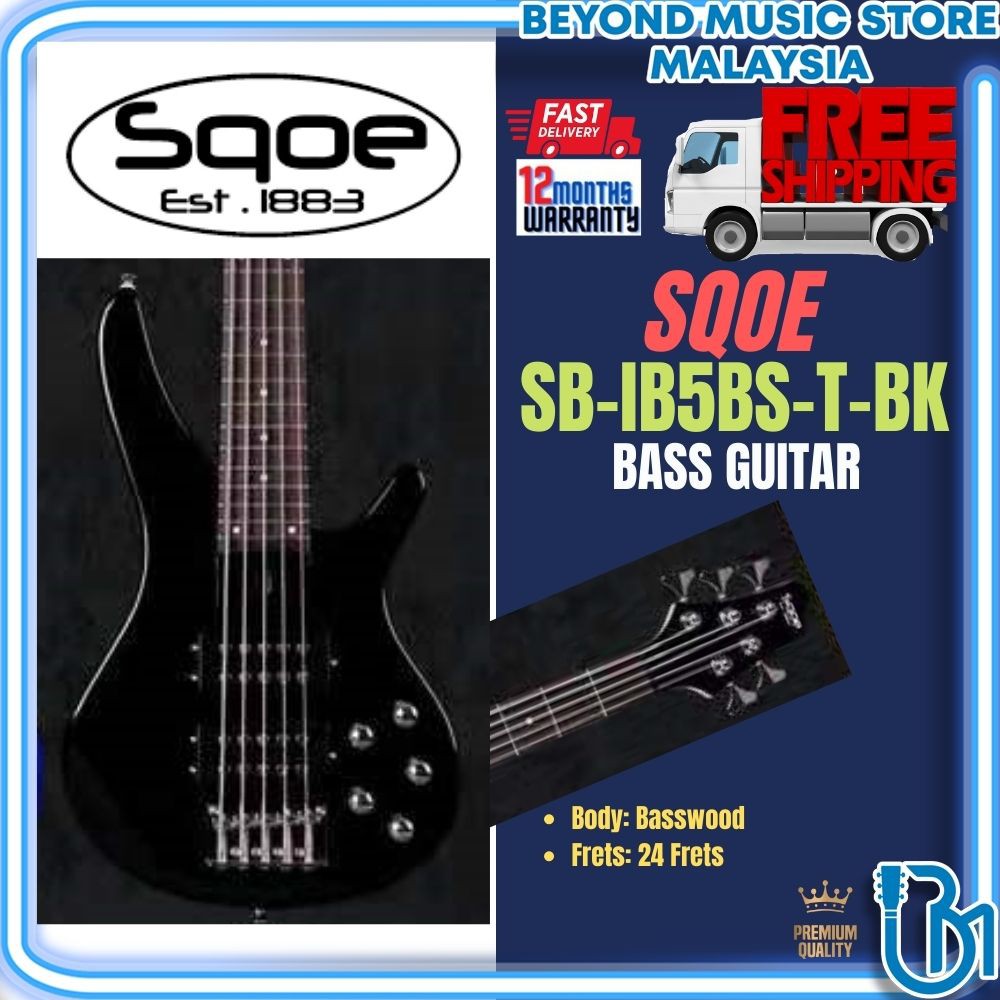 SQOE SBIB5BSTBK 5Strings Bass Guitar Active Pickup, Rosewood