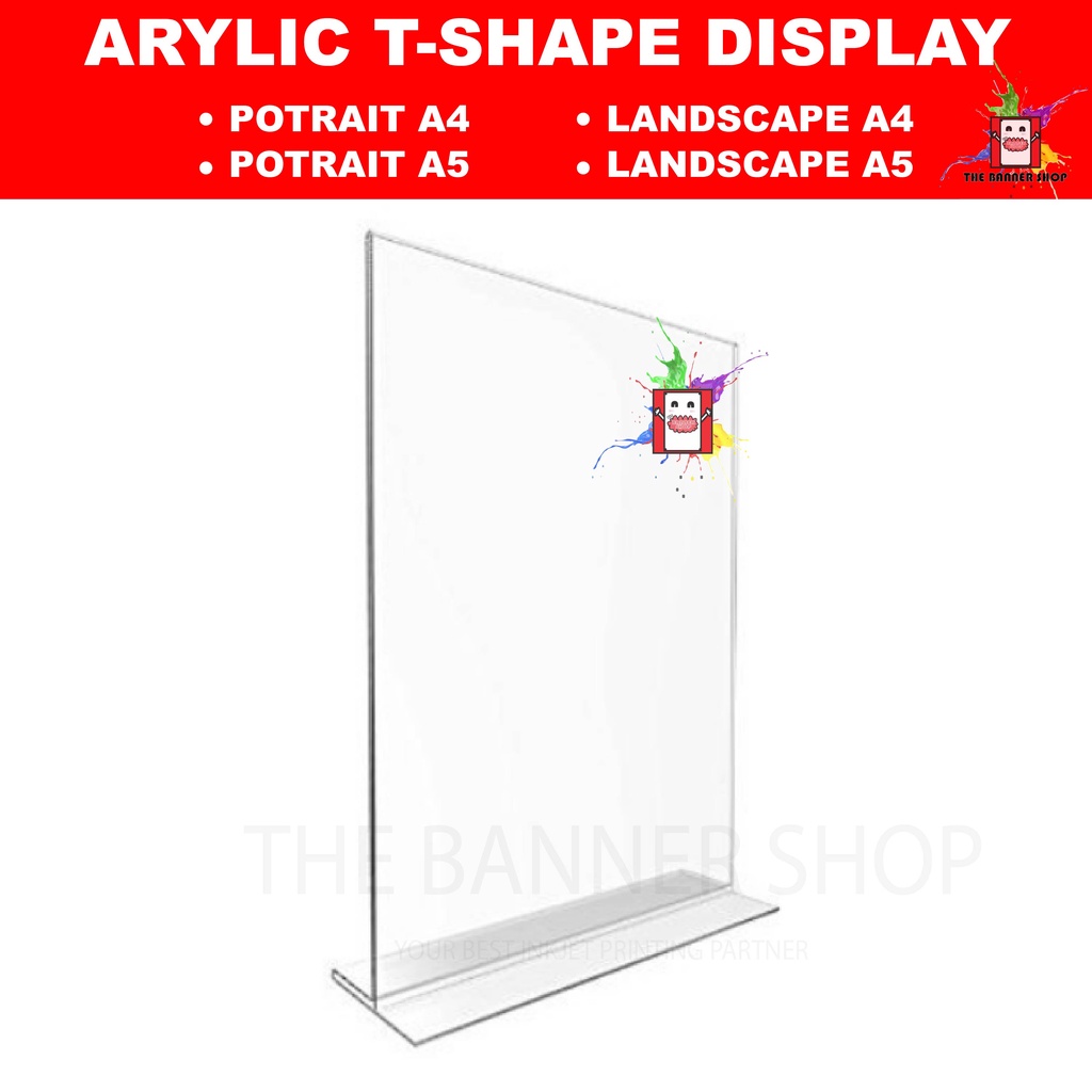 Acrylic Stand A4 Size A5 Size, Acrylic TShape Display Stand, T Shape Transparent Acrylic Stand