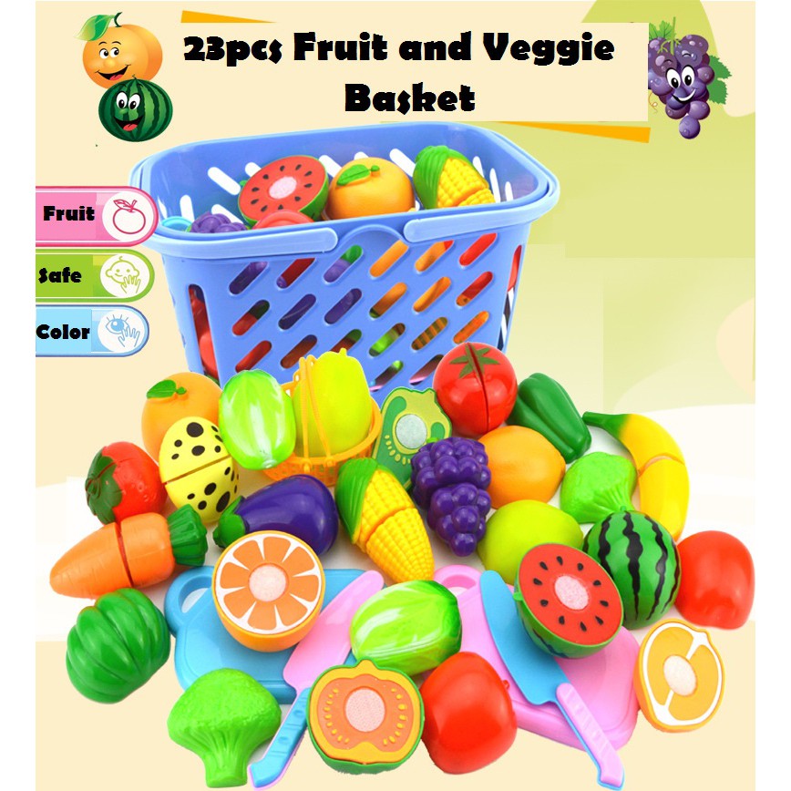 23 pcs Kitchen Fun Cutting Fruits and Vegetables Food Play Toy Set With