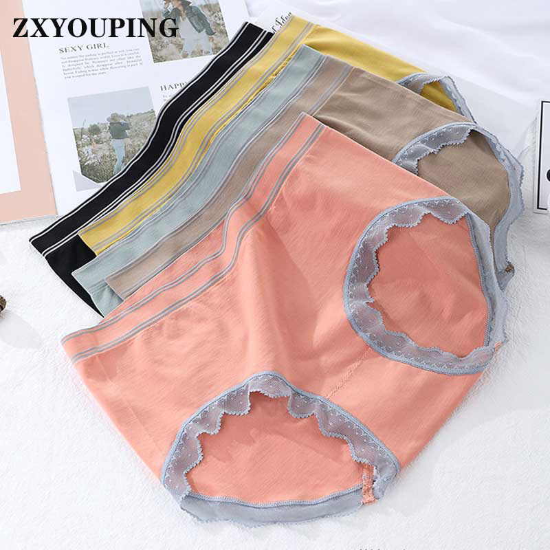 Stretchable Soft Women Panties Mulberry Silk Antibacterial Underwear Seamless Lace Edge Sexy