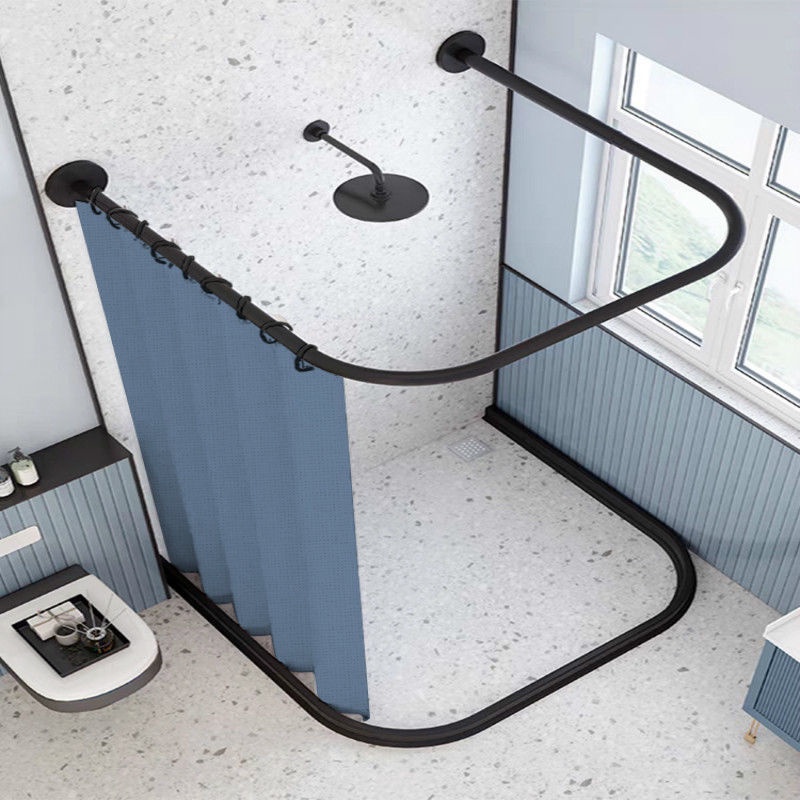 Shower Curtain Set PunchFree UShaped Shower Curtain Rod Bathroom Water Retaining