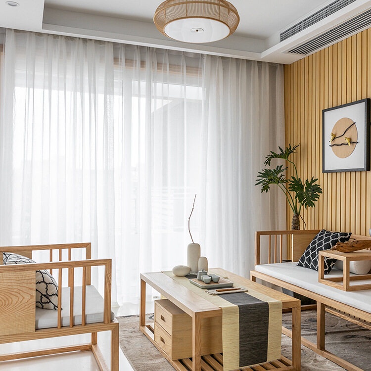 【Ready Stock】White Linen Sheer Curtains for Sliding Doors Transparent