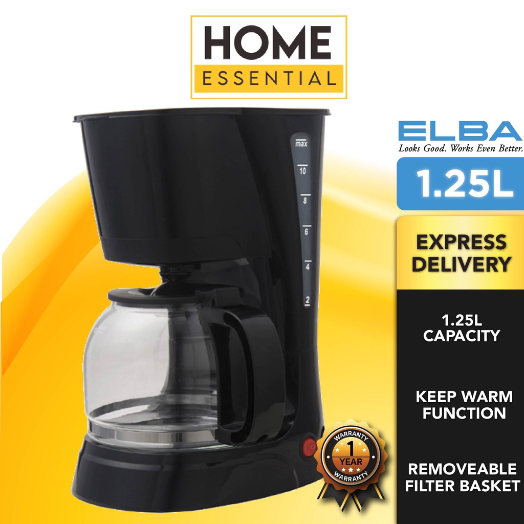 Elba 1.25L ECMD1280(BK) 1.5L Coffee Maker With Keep Warm
