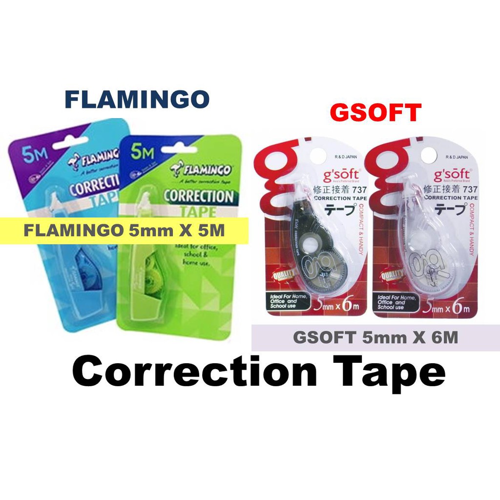 Gsoft Ariston Elfen Dongyang Correction Tape 5mm x 5M/6M/10M Shopee