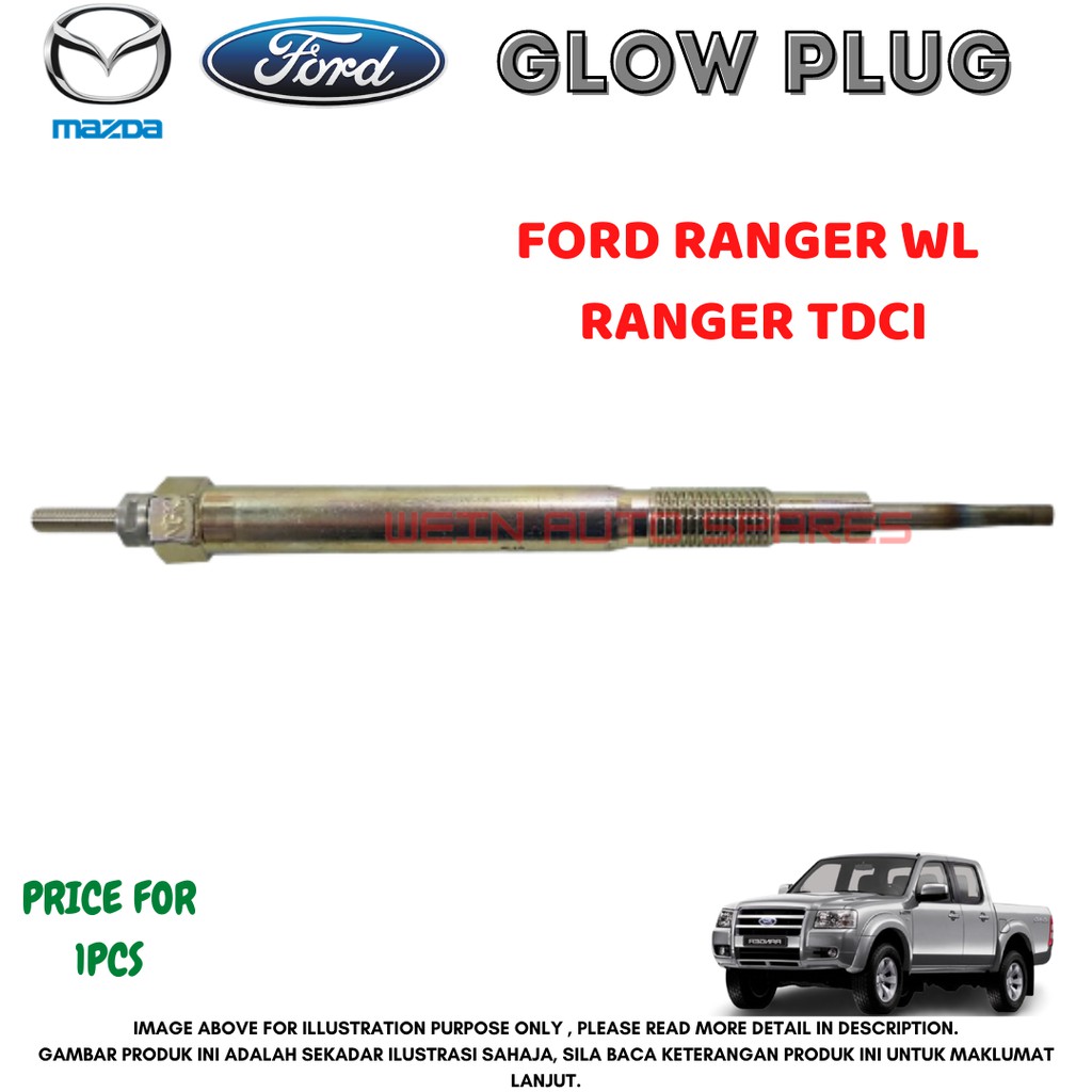 GLOW PLUG GENUINE FORD MAZDA FORD RANGER TDCI (16V) , RANGER WL (12V