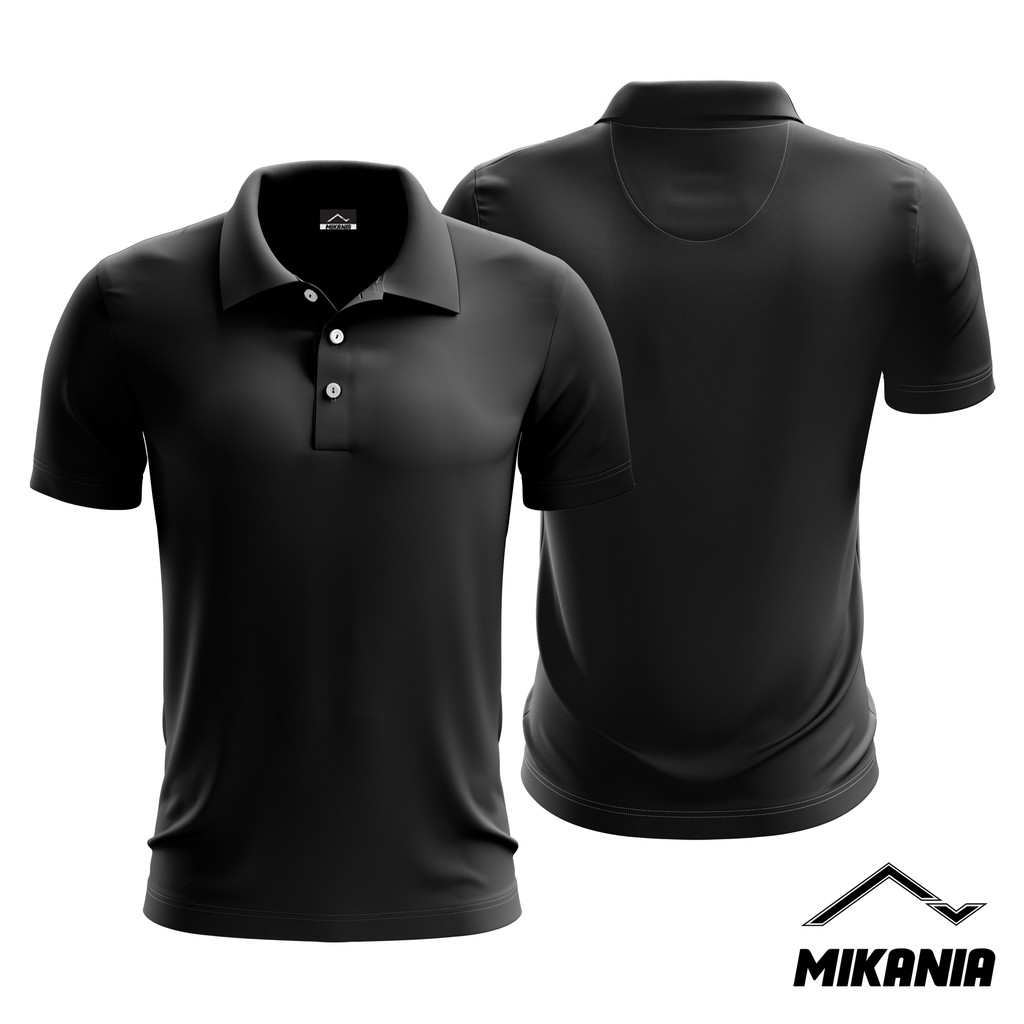 Black Polo Microfiber Plain Jersey Collar Tshirt Jersi Tshirt Microfiber Kolar Kosong Hitam