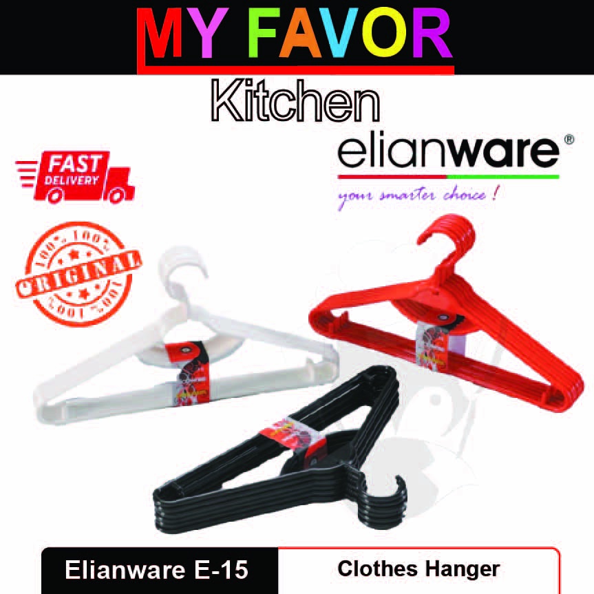 Elianware 6pcs Plastic Clothes Hanger Drying Cloth Hanger Set Ready