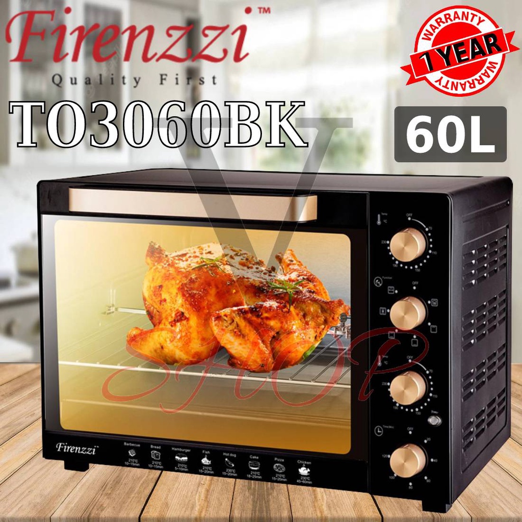 FIRENZZI 60L ELECTRIC OVEN WITH ROTISSERIE TO3060BK // 60L ELECTRICAL OVEN WITH