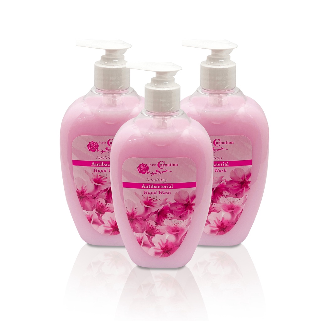 3 x 500ML Pure Carnation Cherry Blossom Scent Hand Wash, Luxury Cream