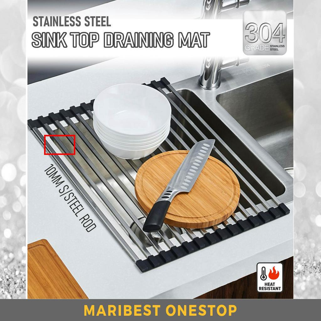 STAINLESS STEEL ROLL MAT SQUARE Heavy Duty Heat Resistant RollUp Sink