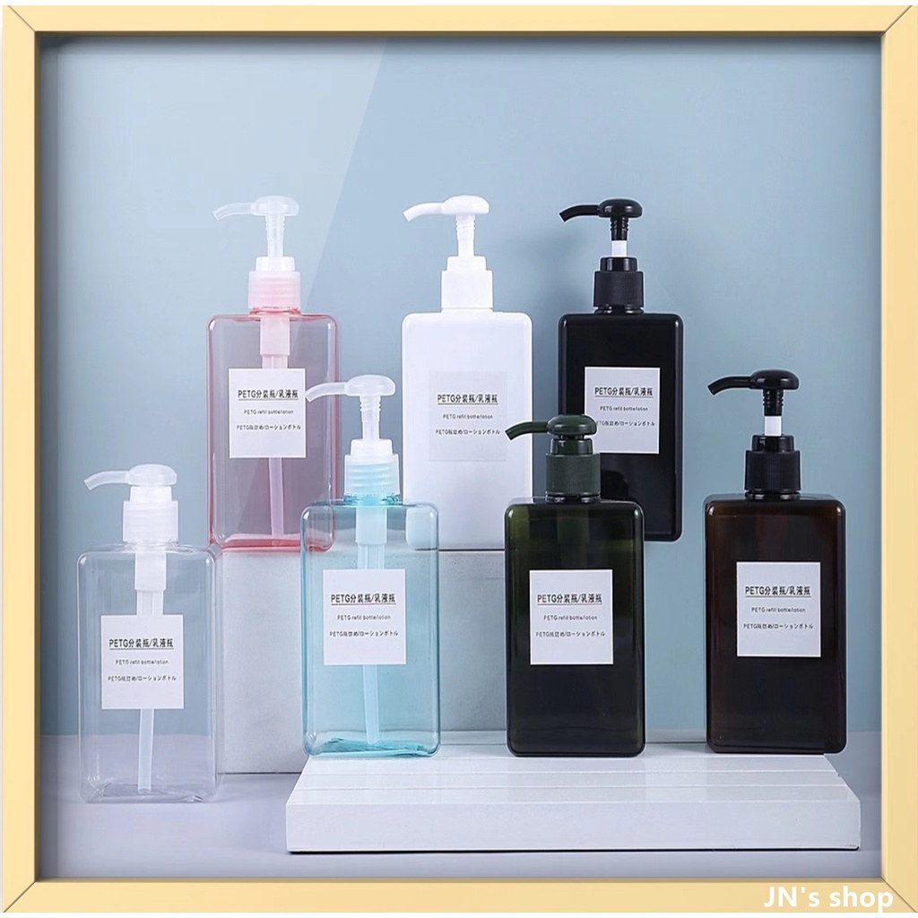 PETG Shower Gel Pump Bottle 100/250/450/600 ML Shampoo Bottle Square