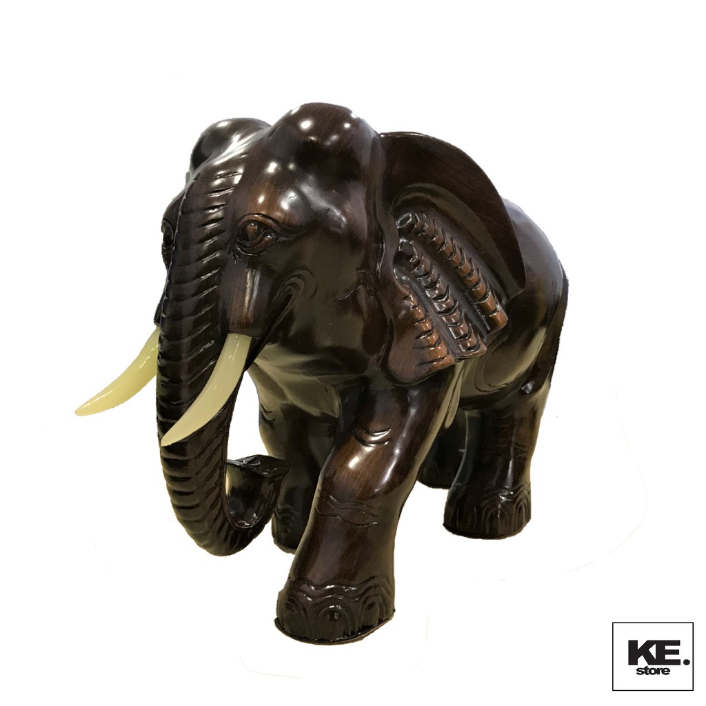 Wooden Carving Boutique Decor Blessing Elephant Arts And Crafts Statue