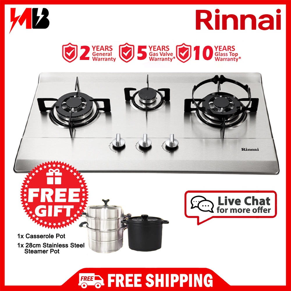 (FREE SHIPPING) Rinnai RB713NS Stainless Steel Gas Hob / Gas Stove