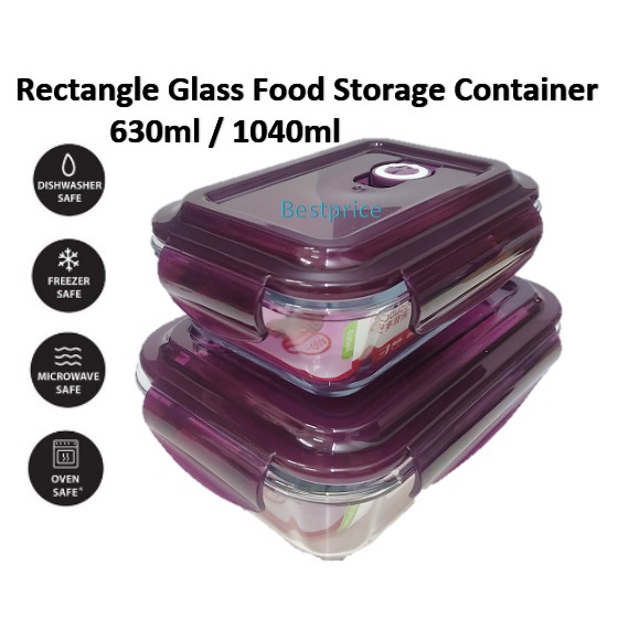 💯👍 630ml / 1040ml Glass Container Microwavable Freezable Food Storage