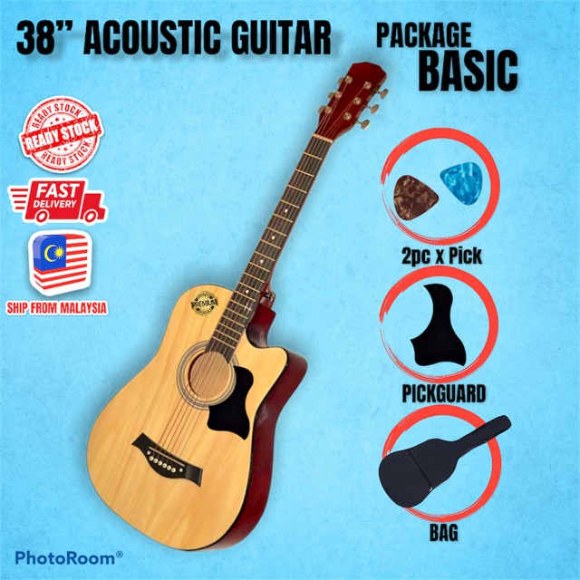 ACOUSTIC GUITAR / GITAR KAPOK FOR BEGINNER WITH PACKAGE [ READY STOCK 🇲🇾] Shopee Malaysia
