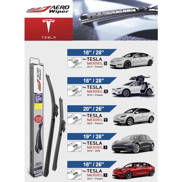 AERO WIPER Tesla S X Y 3 window windscreen wipers blade lip blades