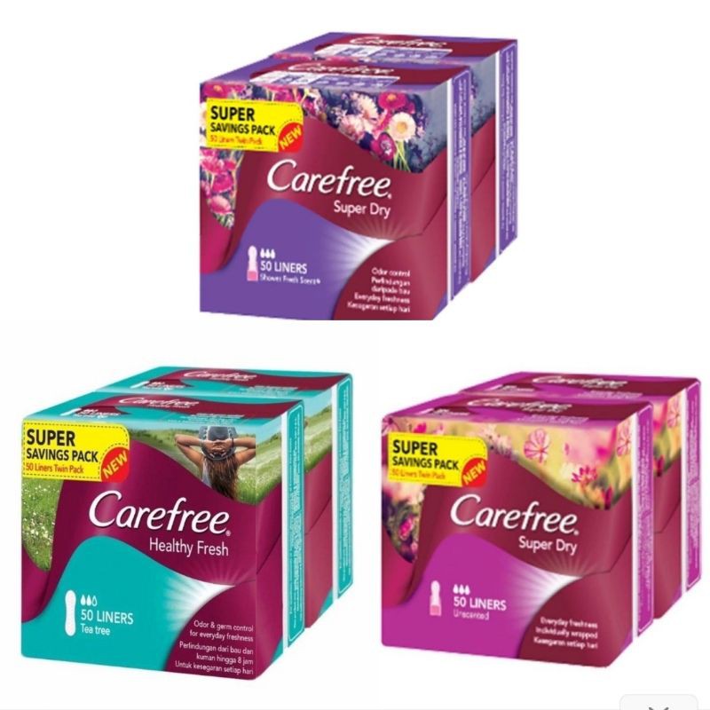 Carefree Super Dry Panty Liners Pantyliner 50's+50's Unscented Liners