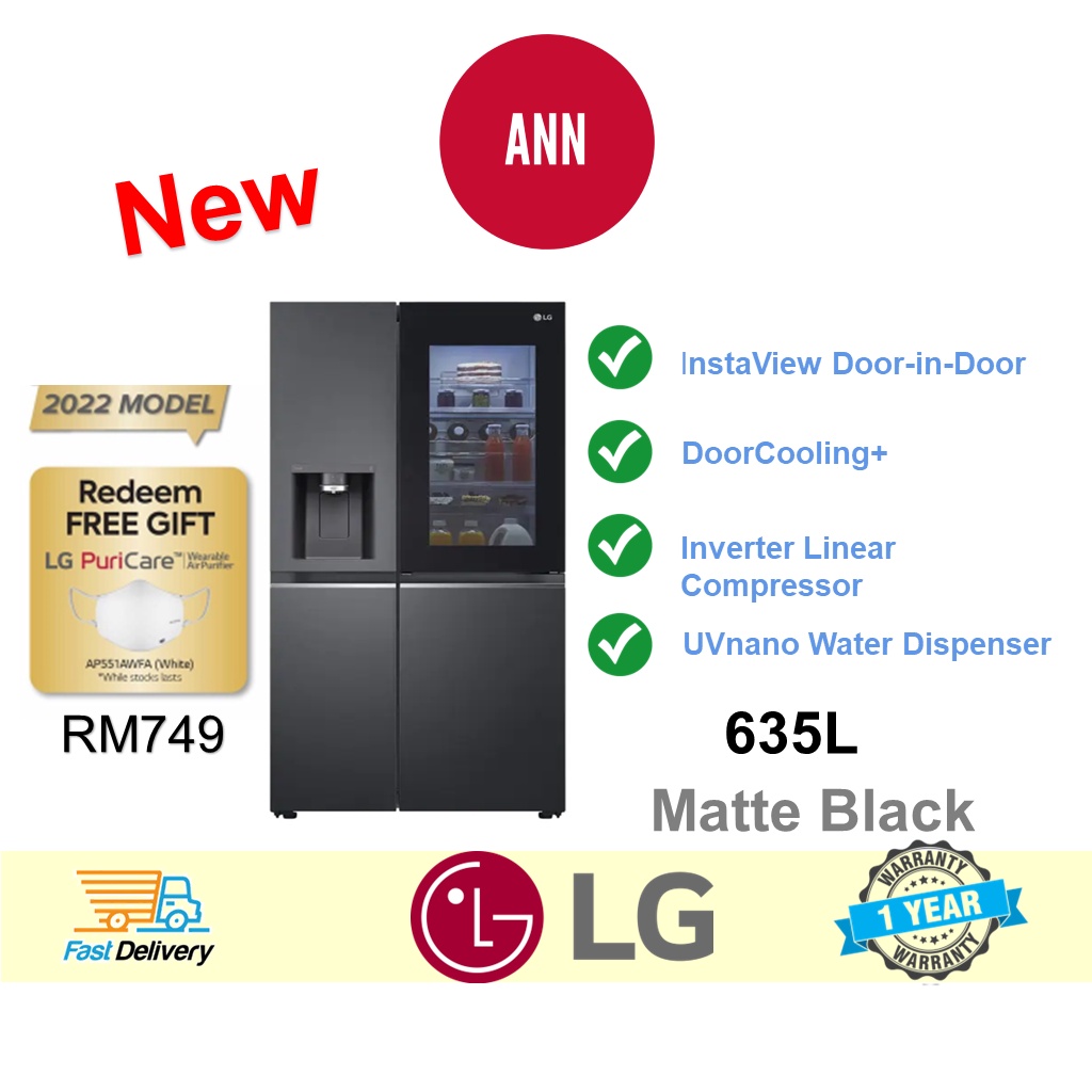 [2022 NEW] LG GCX257CQES (635L) SidebySide Refrigerator with