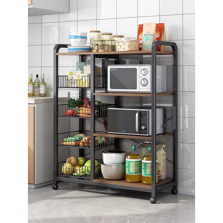 4 Layer Kitchen Storage Rack Basket With Wheel Floor Multi Layer