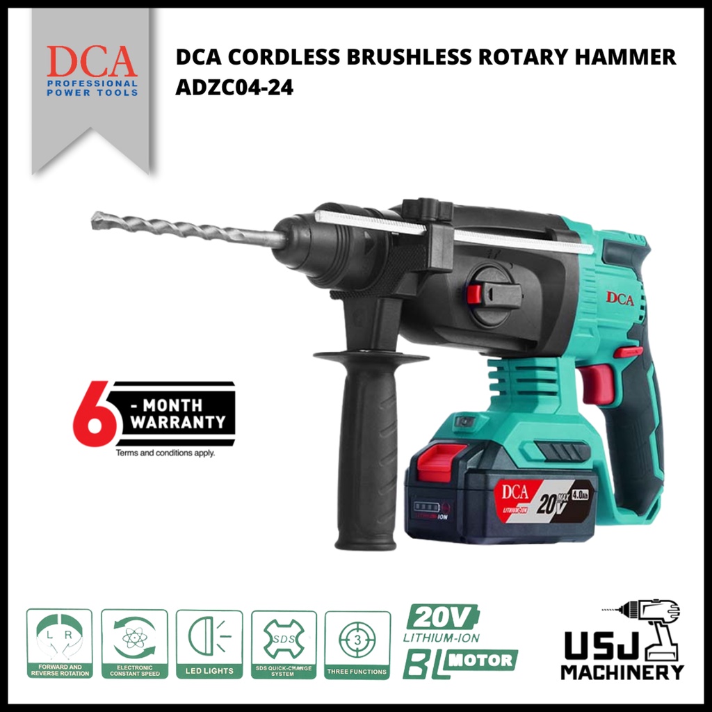 DCA Cordless Brushless Rotary Hammer ADZC0424 6 Months Warranty