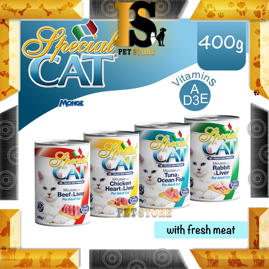 Monge Special Cat Italian High Premium Mousse Canned Food Wet Food For Adult Cats 400g