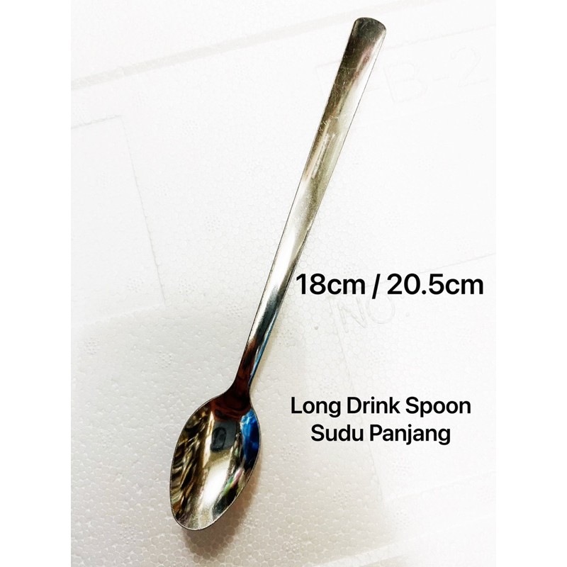 Stainless Steel Long Drink Spoon 12pcs / Long Soda Spoon / Sudu Panjang