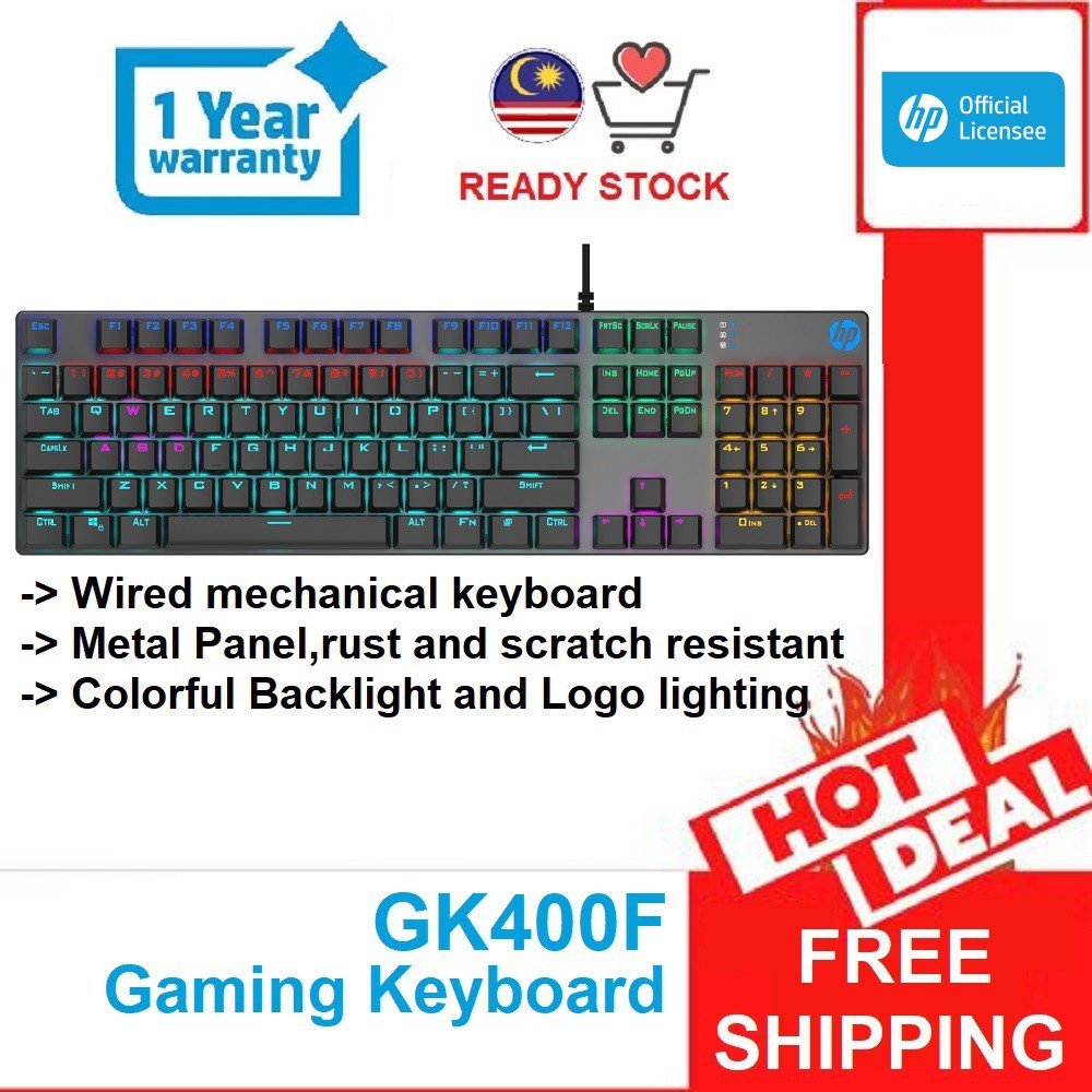 HP GK400F Mechanical Stylish Wired Gaming Keyboard (GK400F) WITH BLUE