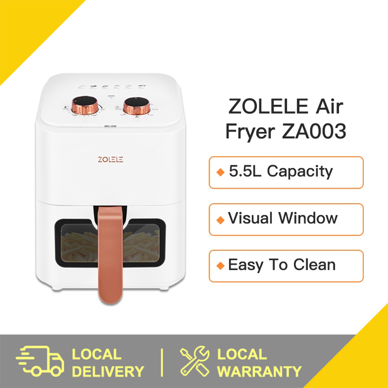 ZOLELE ZA003 Air Fryer 5.5L Capacity Transparent View Window Oil Free Air Fryer Oven Shopee