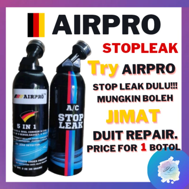 AIRPRO DIY TOP UP STOP LEAK AC GAS + OIL TREATMENT CAR AIR COND R134