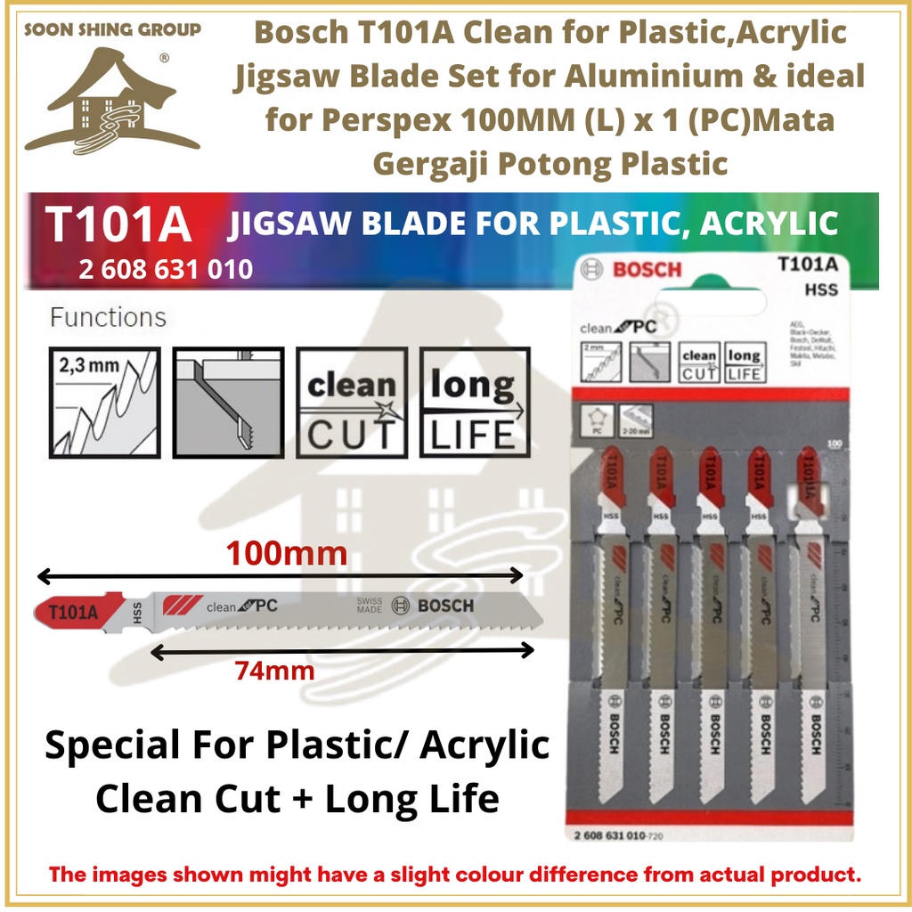 Bosch T101A Clean for Plastic,Acrylic Jigsaw Blade Set for Aluminium