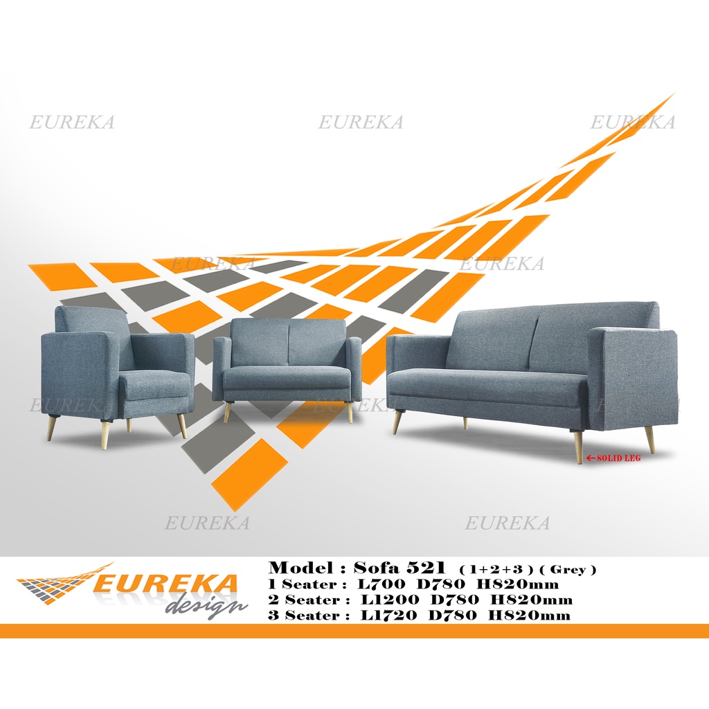 EUREKA Sofa Set 1+2+3 Couch Modern Upholstery Fabric Wood Living Room