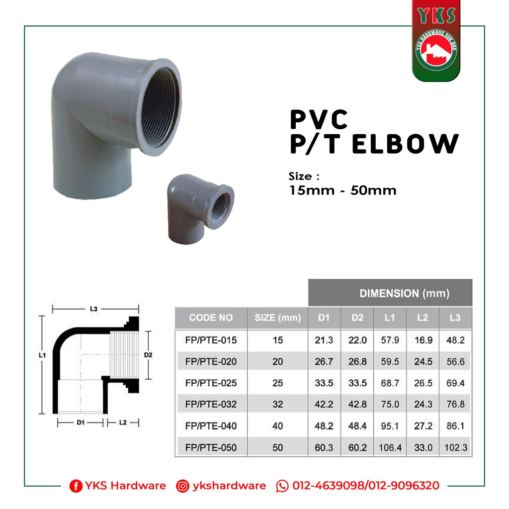 PVC P/T Elbow Pipe & Fittings System Shopee Malaysia