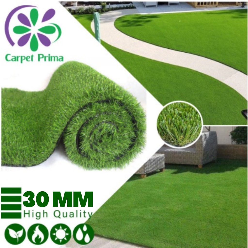 4XUV[2M X 1M] READY STOCK PREMIUM ARTIFICIAL GRASS GREEN 30MM (BY METER