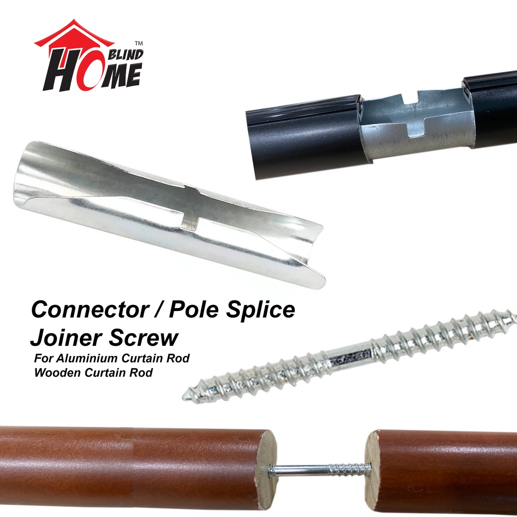 [HOME BLIND] Curtain Rod Connector Interior Fitting Pole Splice / Wooden Pole Joiner Screw