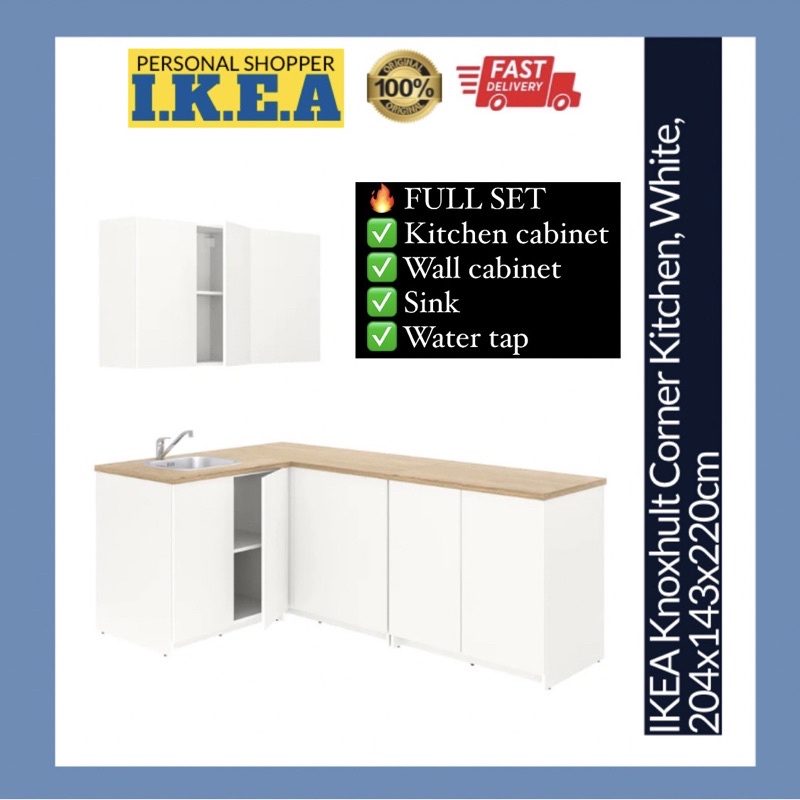 IKEA Knoxhult Full Set Corner Kitchen Wall White L Shaped Shape
