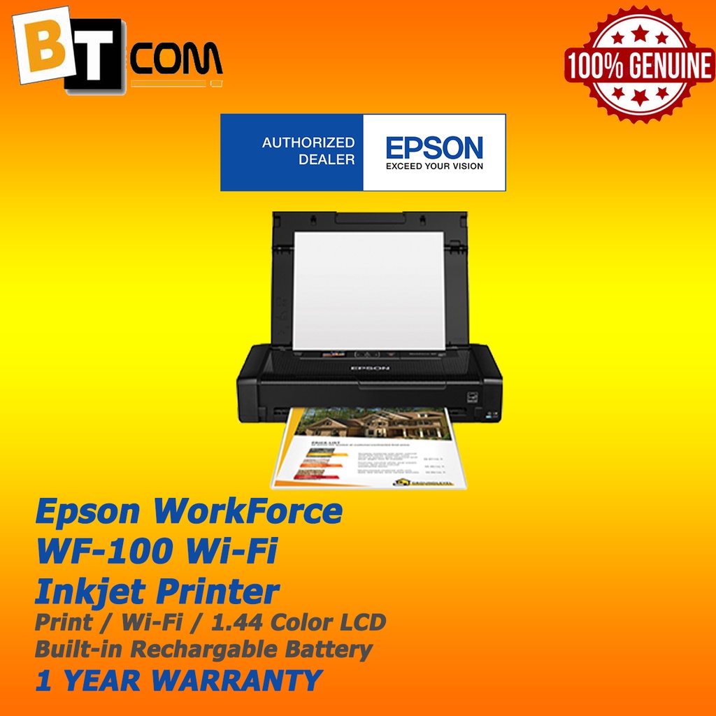 (PREORDER 14DAYS) Epson WorkForce WF100 WiFi Portable Inkjet Printer
