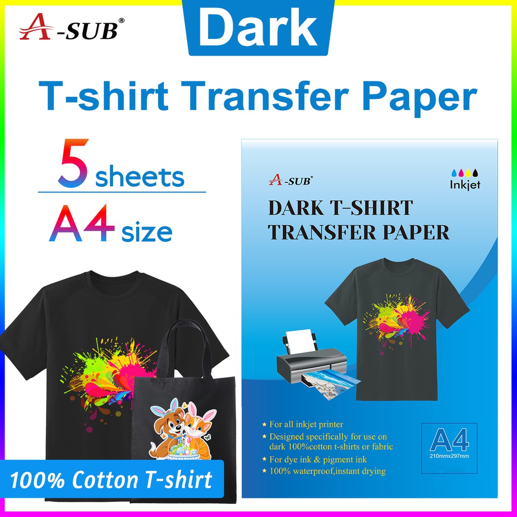 Heat Transfer Paper Dark Transfer Paper A4 Size(5pcs/pack) Shopee