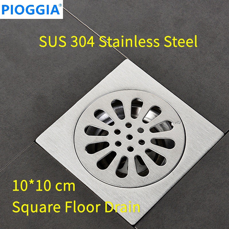 PIOGGIA SUS304 stainless steel floor drain 10cm / 4 inch square floor