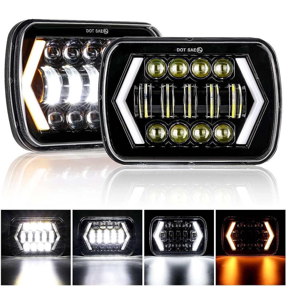 5X7" Inch Projector LED Headlight HiLo Beam Halo DRL with H4 Harness