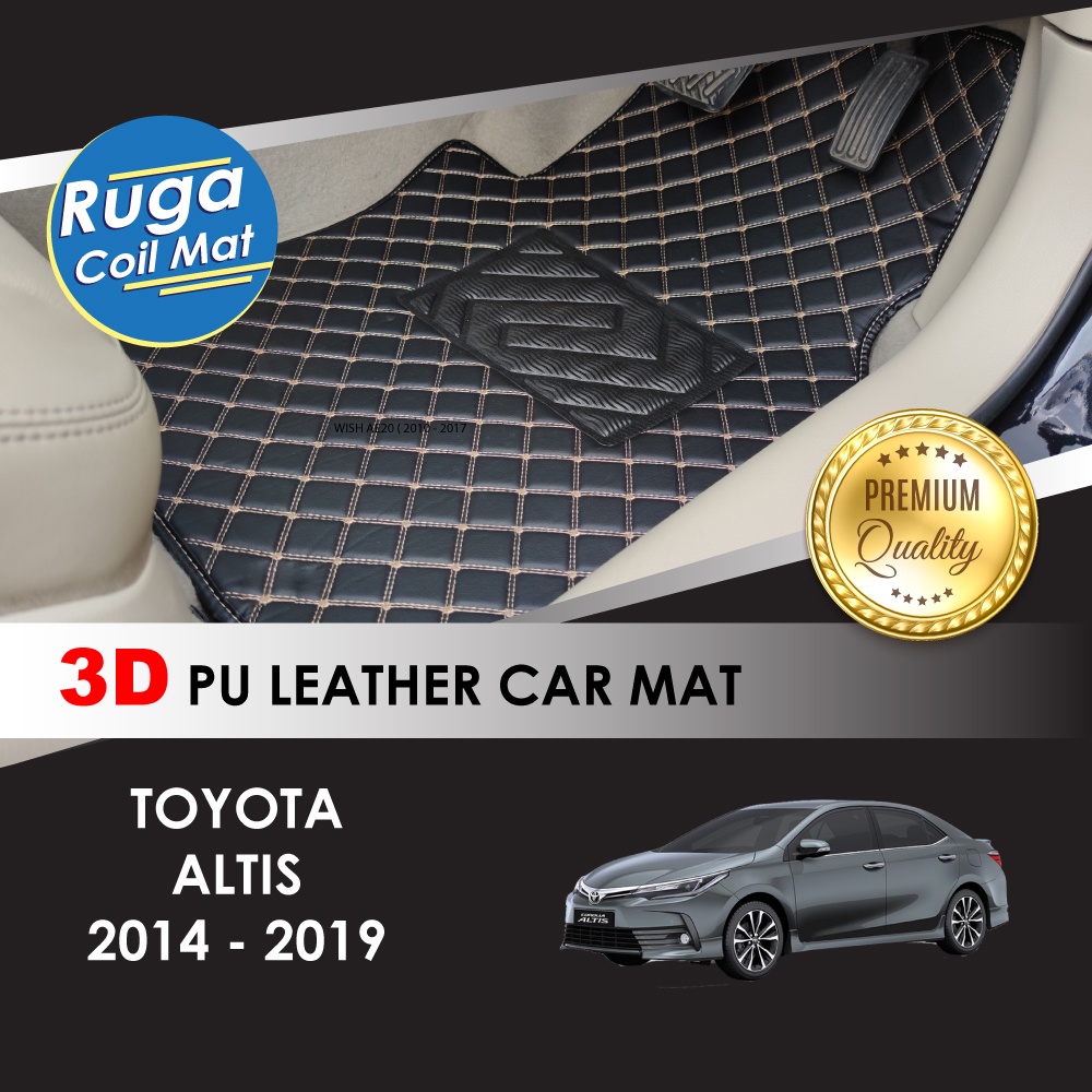 TOYOTA ALTIS ( 2014 2019 ) 3D PU LEATHER CAR MAT CAR CARPET + BOOTMAT / CAR CARPET ONLY