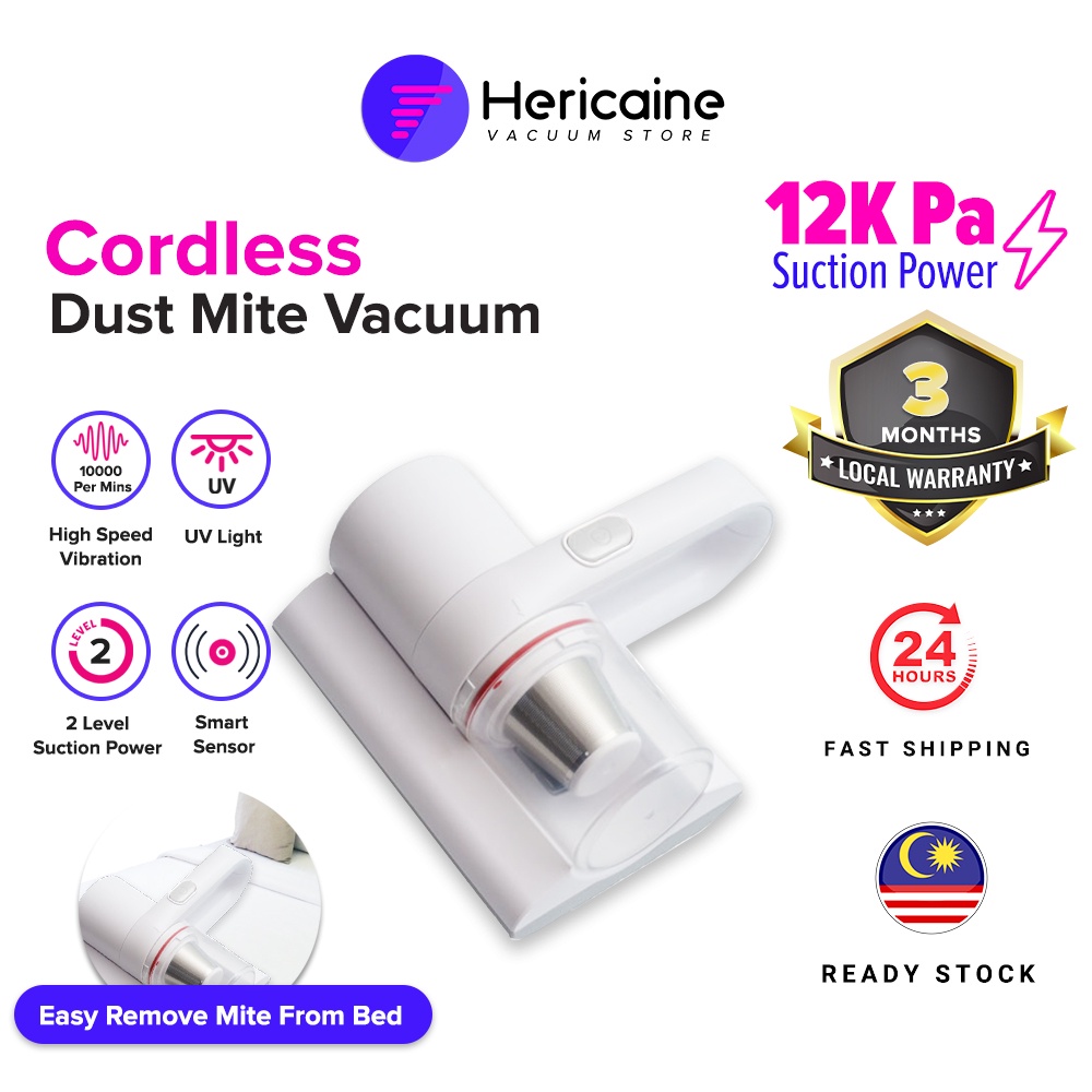 Hericaine Wireless Handheld Dust Mite Vacuum Cleaner Cordless Vacuum